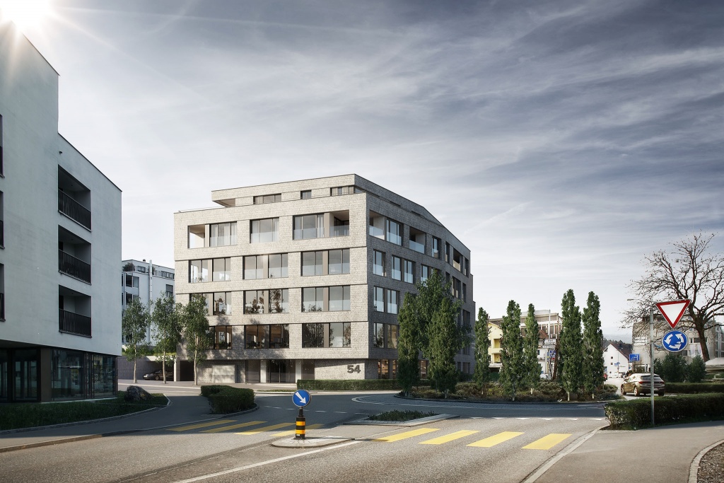 Visualisierung Wohn- und Geschäftshaus Churerstrasse 54 in Pfäffikon
Halter Hunziker Architekten AG
SPAENI Grundstücke + Bauten AG 2016
