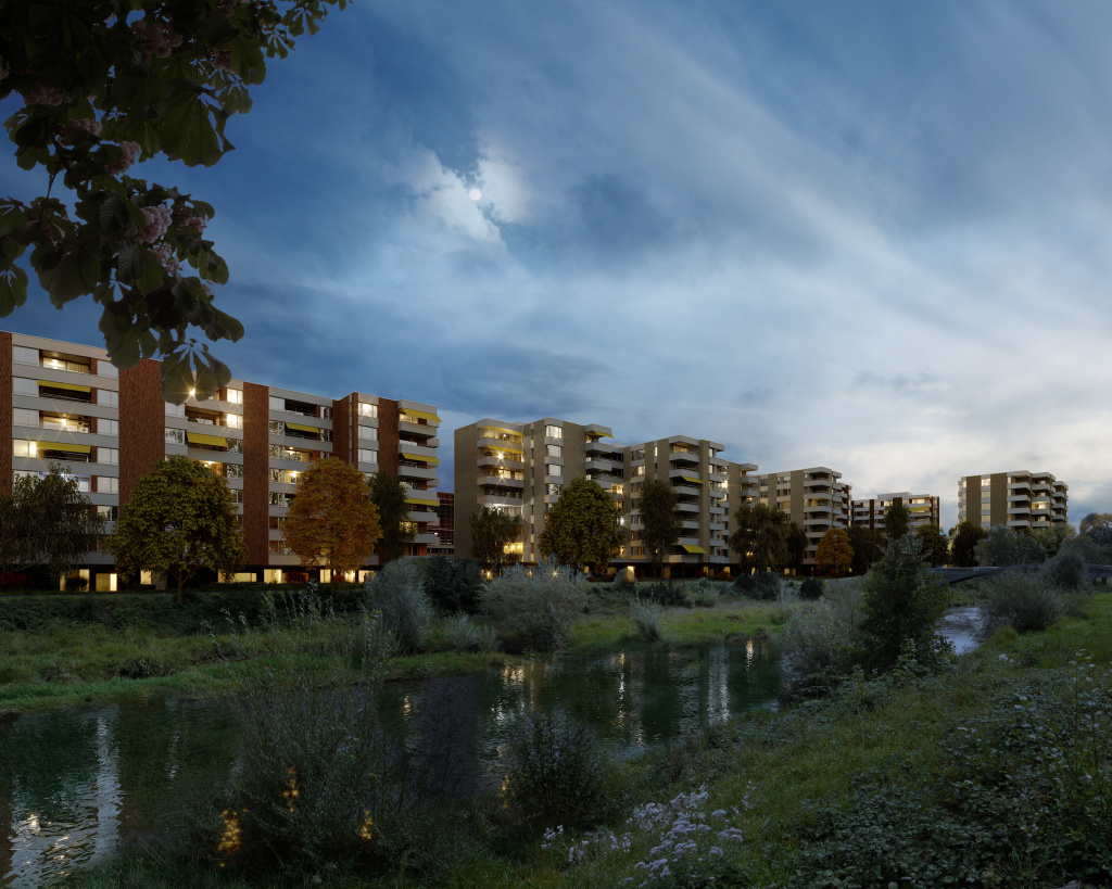 Visualisierung 1. Preis Wettbewerb Wohnüberbauung Manegg Nord,  HLS Architekten