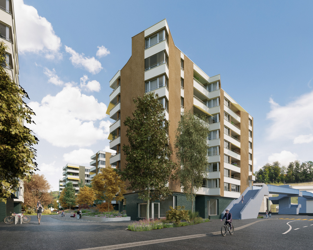 Visualisierung 1. Preis Wettbewerb Wohnüberbauung Manegg Nord,  HLS Architekten